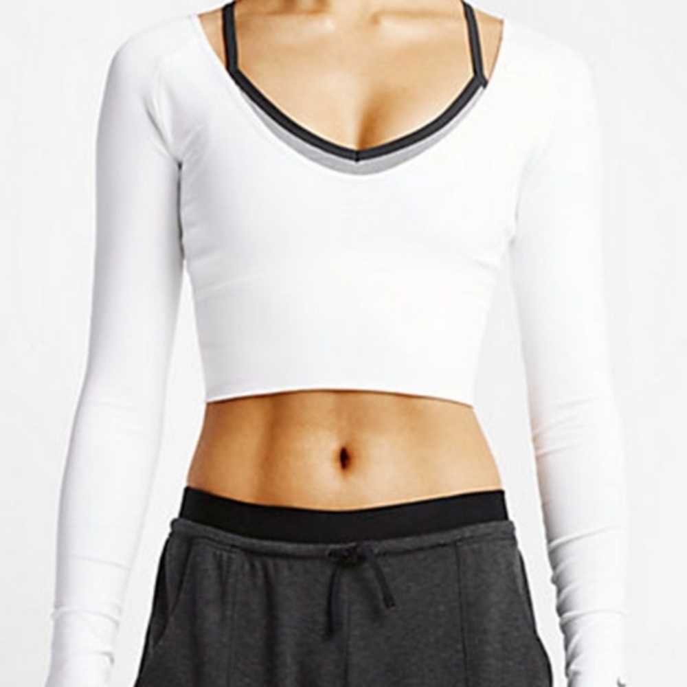 Nike White Long Sleeved Crop Top Bralette